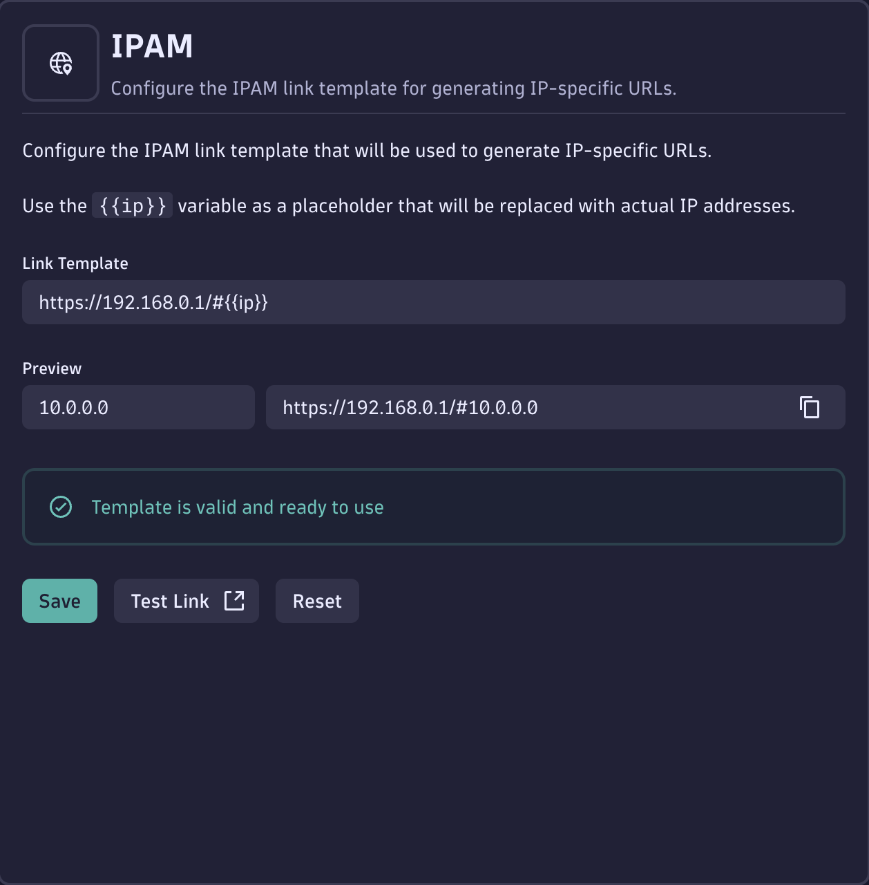 IPAM panel